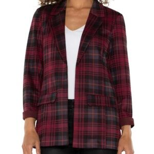 Liverpool Los Angeles Boyfriend Blazer Plaid Women's Jacket - Red and Black NWOT